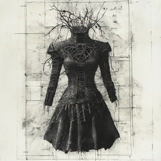 Cliffgate Scenography style, Midjourney V6.1: haute-couture fashion outfit