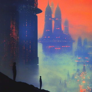 Inkbound Sky Fables style, Midjourney V6.1: megacity with futuristic bioarchitecture