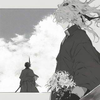 Malachite Koi Oratorio style, Midjourney V6.1: black-and-white manga comic strip