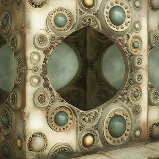 Gouachintarsia style, Midjourney V6.1: abstract 3D render