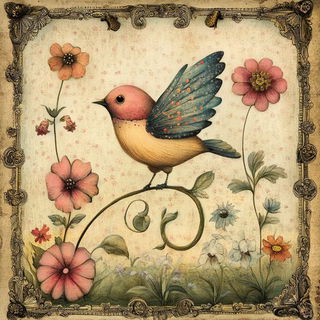 Gouachintarsia style, Midjourney V6.1: traditional folk art