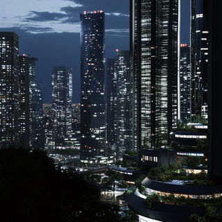 Coralvangard style, Midjourney V6.1: megacity with futuristic bioarchitecture