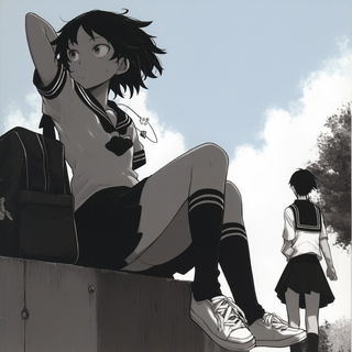 Coralvangard style, Midjourney V6.1: black-and-white manga comic strip