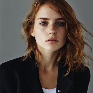 Coralvangard style, Midjourney V6.1: photographic portrait of female protagonist
