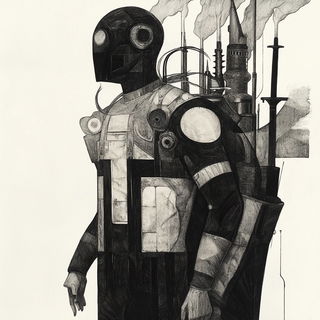 Monumentrail style, Midjourney V6.1: concept art character design of retropunk steam knight