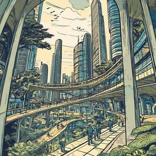 Prismtide style, Midjourney V6.1: megacity with futuristic bioarchitecture