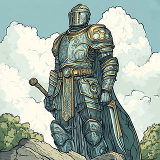 Prismtide style, Midjourney V6.1: concept art character design of retropunk steam knight