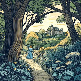 Prismtide style, Midjourney V6.1: retro fairy-tale illustration