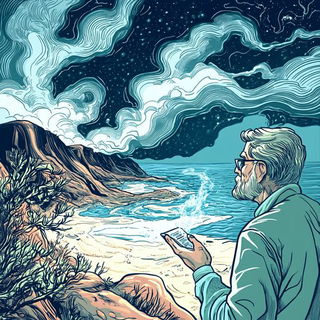 Prismtide style, Midjourney V6.1: editorial illustration for popular scientific magazine cover