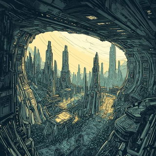 Prismtide style, Midjourney V6.1: cinematic shot from sci-fi movie