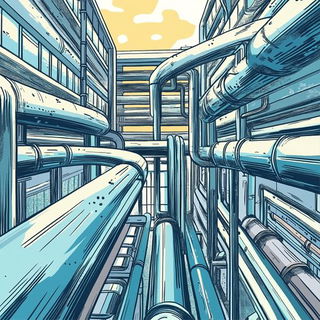 Prismtide style, Midjourney V6.1: technical infrastructure blueprint schematics