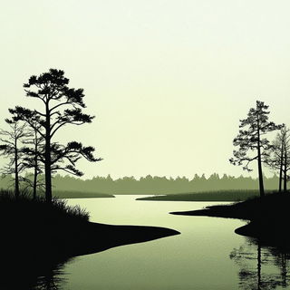 Tealcrest Folklore style, Midjourney V6.1: realistic landscape photograph of quiet dawn