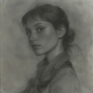 Sepia Morphograph style, Midjourney V6.1: photographic portrait of female protagonist