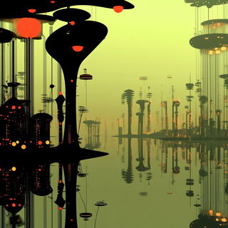 Inkscar style, Midjourney V6.1: megacity with futuristic bioarchitecture