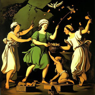 Inkscar style, Midjourney V6.1: classical 18th-century oil painting