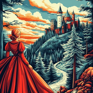 Washwander style, Midjourney V6.1: retro fairy-tale illustration