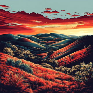 Washwander style, Midjourney V6.1: realistic landscape photograph of quiet dawn