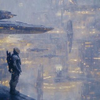 Ornamentronica style, Midjourney V6.1: cinematic shot from sci-fi movie