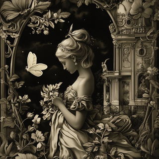 Pinkleaf Casebinding style, Midjourney V6.1: retro fairy-tale illustration