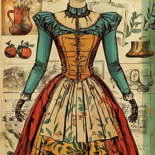 Crescent Souk Glyphics style, Midjourney V6.1: haute-couture fashion outfit