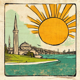 Crescent Souk Glyphics style, Midjourney V6.1: bold minimalist logo design for Istanbul city municipal services