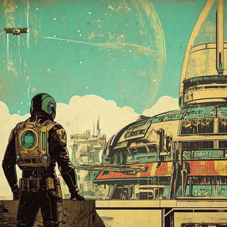 Crescent Souk Glyphics style, Midjourney V6.1: cinematic shot from sci-fi movie