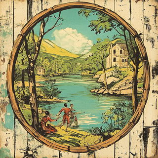Crescent Souk Glyphics style, Midjourney V6.1: classical 18th-century oil painting
