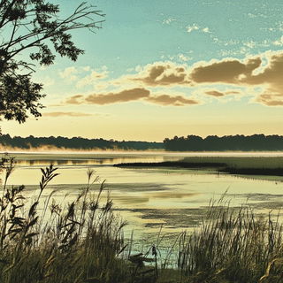 Crescent Souk Glyphics style, Midjourney V6.1: realistic landscape photograph of quiet dawn