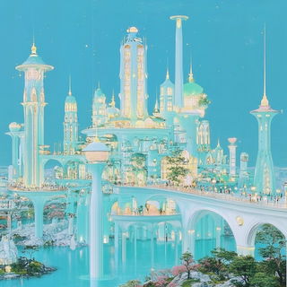Incisocollage style, Midjourney V6.1: megacity with futuristic bioarchitecture