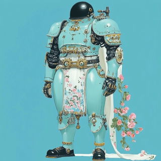 Incisocollage style, Midjourney V6.1: concept art character design of retropunk steam knight