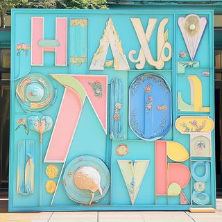Incisocollage style, Midjourney V6.1: typographic composition with large letters