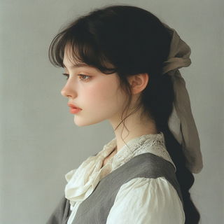 Tessellafable style, Midjourney V6.1: photographic portrait of female protagonist