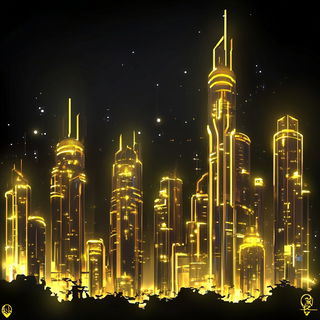 Rimecarved Colossus style, Midjourney V6.1: megacity with futuristic bioarchitecture