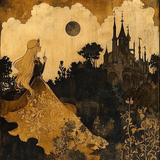 Riad Iconarium style, Midjourney V6.1: retro fairy-tale illustration