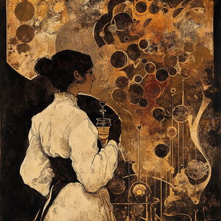 Riad Iconarium style, Midjourney V6.1: editorial illustration for popular scientific magazine cover