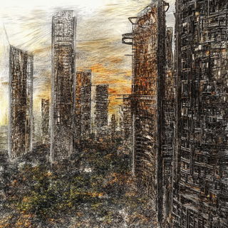 Scarpfire style, Midjourney V6.1: megacity with futuristic bioarchitecture
