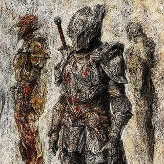 Scarpfire style, Midjourney V6.1: concept art character design of retropunk steam knight