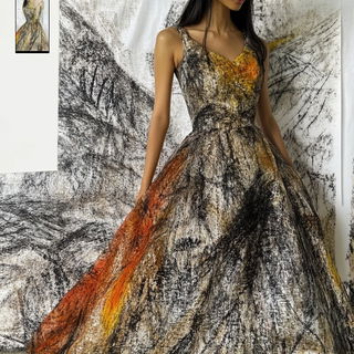 Scarpfire style, Midjourney V6.1: haute-couture fashion outfit