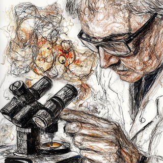 Scarpfire style, Midjourney V6.1: editorial illustration for popular scientific magazine cover