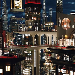 Archipelagic Chromolith style, Midjourney V6.1: megacity with futuristic bioarchitecture