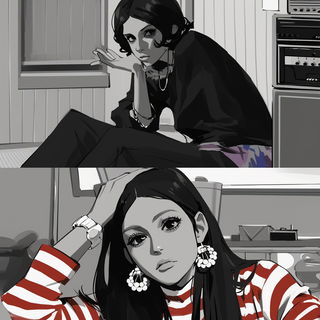 Archipelagic Chromolith style, Midjourney V6.1: black-and-white manga comic strip