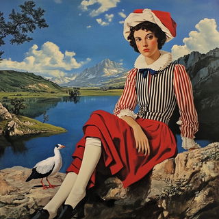 Archipelagic Chromolith style, Midjourney V6.1: classical 18th-century oil painting