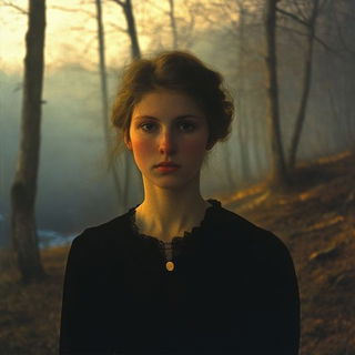 Platform of Maple Clouds style, Midjourney V6.1: photographic portrait of female protagonist