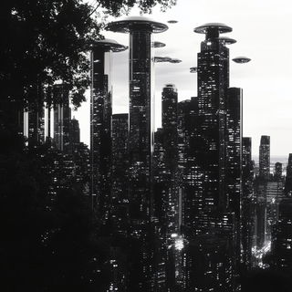 Feathergrotesque style, Midjourney V6.1: megacity with futuristic bioarchitecture