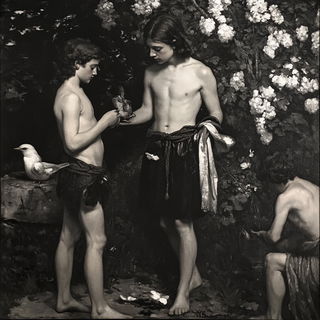 Feathergrotesque style, Midjourney V6.1: classical 18th-century oil painting