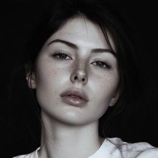 Feathergrotesque style, Midjourney V6.1: photographic portrait of female protagonist