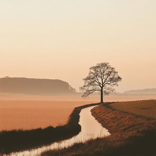 Tealgrim style, Midjourney V6.1: realistic landscape photograph of quiet dawn