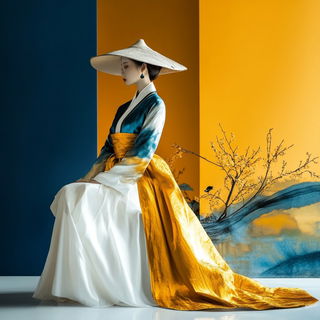 Chronobubble style, Midjourney V6.1: haute-couture fashion outfit