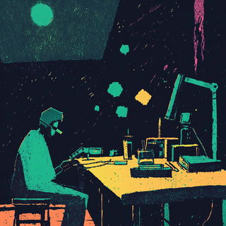 Hatchkin style, Midjourney V6.1: editorial illustration for popular scientific magazine cover