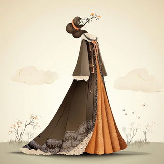 Chintz Courtyardism style, Midjourney V6.1: haute-couture fashion outfit